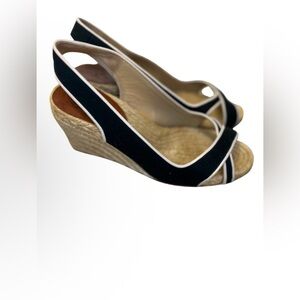 Christian Louboutin Black and White Espadrille Wedges Size 36 with Dust Bag